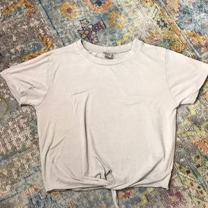 Cotton short sleeve crop top with tie